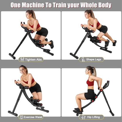 Ab Workout Equipment, Ab Machine for Women, Adjustable Core Abdominal Exercise Fitness Equipment, Foldable Waist Trainer Ab Crunch Home Gym Systems for Beginners - style: Black Single-Track