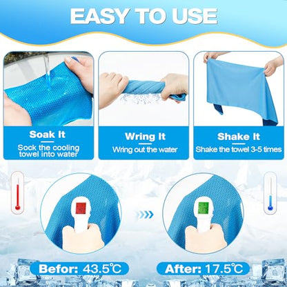MENOLY 10 Pack Cooling Towels, Sweat Towels Cooling Towels for Neck and Face, Microfiber Towel Soft Breathable Towel for Gym, Yoga, Camping, Running, Fitness, Workout & More Activities(32"x12")