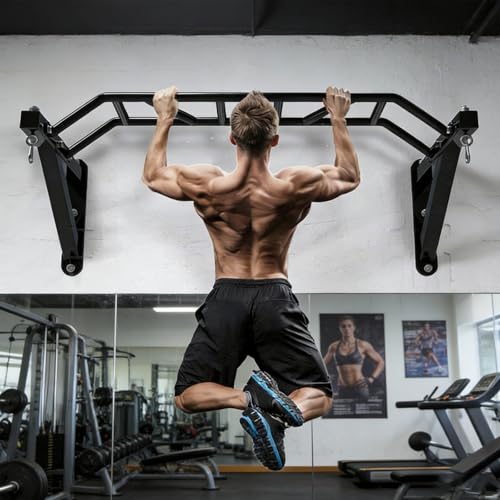 Upgrade Pull Up Bar Wall Mounted,Heavy Duty Multi Grip Chin Up Bar for Strength Training, 880 lbs Capacity, Perfect for Home and Garage Workouts Standards