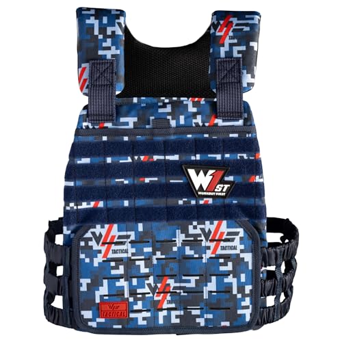Weighted Vest – Adjustable 14–60 lb Capacity for Men and Women, Weight Vest for Training, Strength & Functional Fitness, Durable Workout Vest, Plates Sold Separately - color: Blue