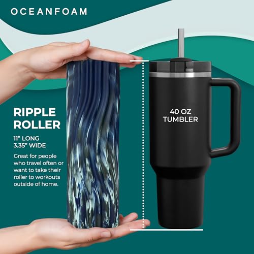 Oceanfoam Ripple Small Foam Roller (Dark Navy, Hunter & Seafoam Marbled) - color: Dark Navy, Hunter & Seafoam Marbled