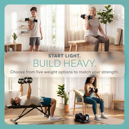 Lifepro Adjustable Dumbbells & Weights for Home Gym, Quick-Adjust - color: Black & Blue