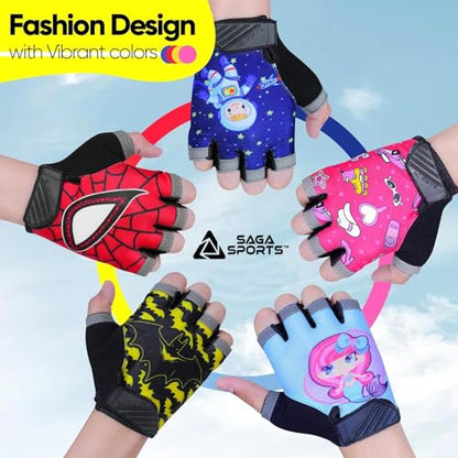 Half Finger Kids Cycling Gloves, Non-Slip Kids Bike Gloves - color: Black, size: Large [8 - 10]