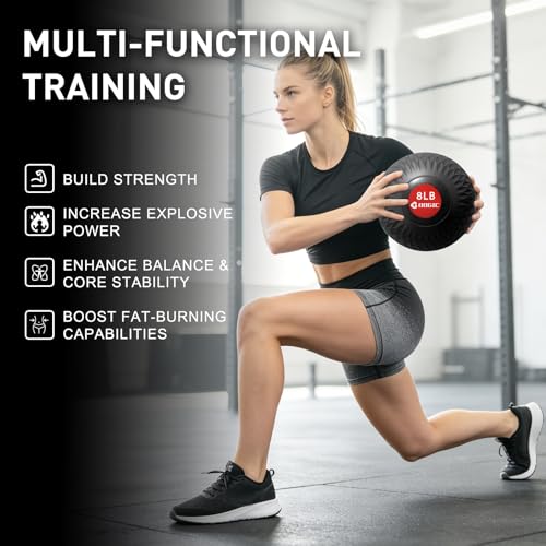 Slam Ball 8-10 lb Medicine Ball Weighted Balls for Exercise and Workout, Strength, Cardio, Cross-Training and Core Workouts