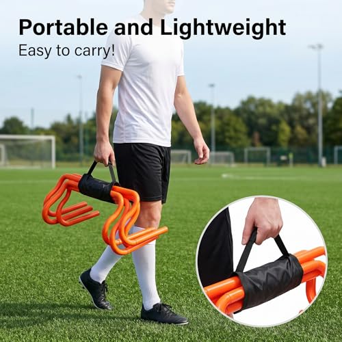 10 Pack 9" Agility Hurdles, Plastic Speed Agility Training Hurdle, Detachable Sturdy Plyometric Hurdles, Training Equipment Set with Carry Bag for Football, Soccer, Basketball, Athletes