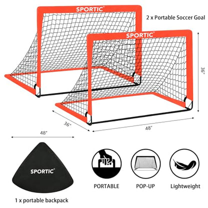 2 Pack 4' x 3' Soccer Goal Net Set, Pop Up Kids Practice Soccer Goals for Indoor and Outdoor.Portable Soccer Net with Carrying Bag & Ground Pegs, Perfect for Backyard, Field, Court
