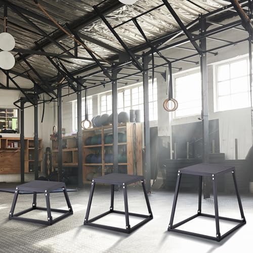 VEVOR Plyometric Platform Box, Plyometric Jump Box, Fitness Steel Plyo Box for Home Gym Jump Training, Crossfit, Conditioning, Strength Training, Black
