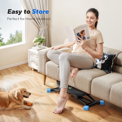 Merach Rocking Steppers for Exercise at Home, Mini Stair Stepper with Resistance Bands, Portable Balance Board Featuring LCD Monitor, 300 lbs Capacity Ski Trainer for Full Body Workout at Home Gym