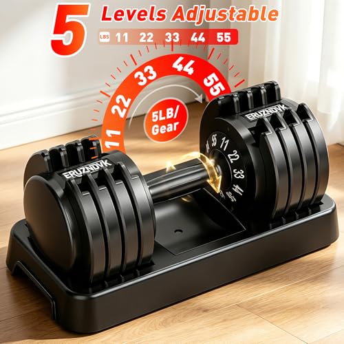 25/55lb Pair Adjustable Dumbbell Set, Adjustable Dumbbells Set of 2, 5 in 1/10 in 1 Free Weights Dumbbells Set with Anti-Slip Texture Handle, Weight Set For Home Gym Suit both Men and Women