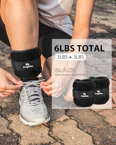 Ankle Weights, 1/2/3/4/6/8/10 LB 1 Pair Wrist Leg Arm Weight for Women, Men - color: Black, size: 3 lbs x2
