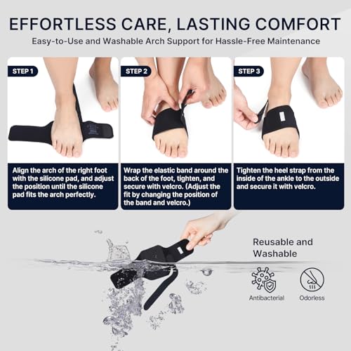 Fit Geno Arch Support Braces for Plantar Fasciitis Relief - Adjustable Compression Bands with Gel Pads, Non-Slip Design for Flat Feet, High & Fallen Arches