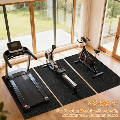 Fitvids Treadmill Mat 1/4" Thick Non-Slip Gym Mats Floor Protection Pad Compatible for Treadmills,Elliptical,Exercise Bikes,Stationary Cycles and Accessories - size: 96"Lx48"W