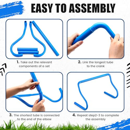 Seenelling 16 Pcs 12" Speed Agility Training Hurdles Large Size Detachable Agility Hurdles Hurdles Training Equipment Set for Athletes Soccer Basketball - color: Blue