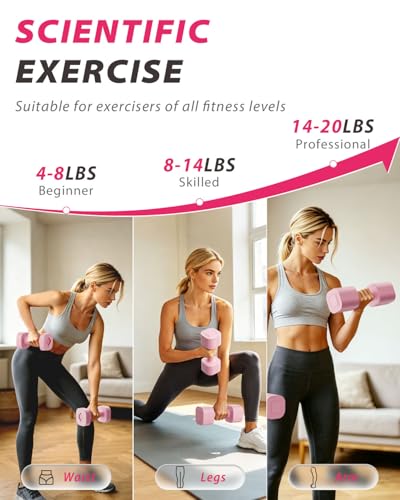 Ragebby Adjustable Dumbbell Set of 2, Weights for Men and Women at Home - color: PINK, style: 20LB(10LB Pair)