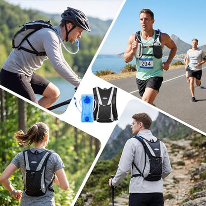 KUYOU Running Hydration Vest - Lightweight Insulated Hydration Backpack with 2L Water Bladder, Adjustable Chest Straps and Reflective Water Backpack for Running Marathon Race Hiking Cycling - color: Black