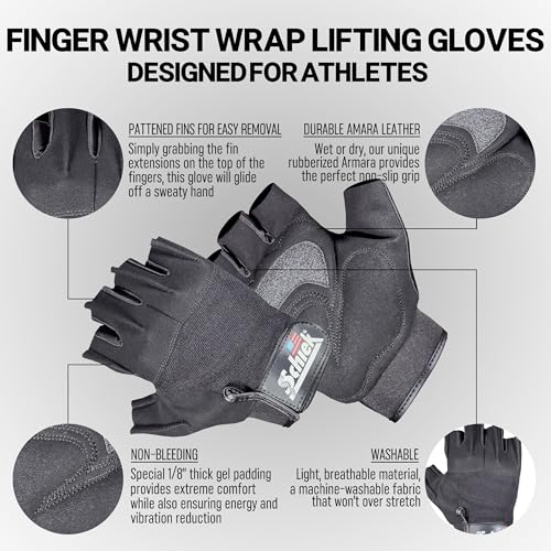Schiek Model 710 Classic Training Lifting Gloves - All Day Comfort for Fitness Training - Cushioned Grip with Quick Pull Tab