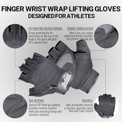 Schiek Model 710 Classic Training Lifting Gloves - All Day Comfort for Fitness Training - Cushioned Grip with Quick Pull Tab