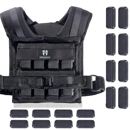 40 lbs Vest - 40 lb Weighted Vest - Adjustable Mens Weighted Vest 40 lbs with iron weights. Tone fitness 40 pound weight vest for men, for women 40lb. Walking, running, rucking. Strength Training Exercise - Workout vest