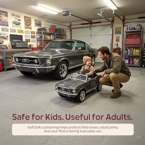 Foam Play Mat for Floor - 36 Interlocking Tiles 71x71 in, 0.6" Thick Puzzle Mat for Baby, Toddler & Home Gym, Cross-Texture EVA Foam, Edge Borders Included, Solid Gray