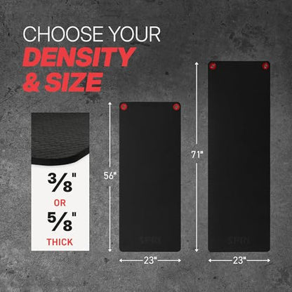 SPRI Hanging Exercise Mats for Gyms, Closed-Cell Foam Yoga & Fitness Mats with Grommets, Thick Workout Mats for Studios & Group Fitness Classes, Wall Rack Mat Holder Storage, Black