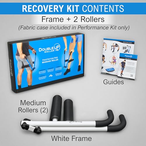 DoubleUP Roller Recovery Kit - White - Muscle Massager with Lever-Action Pressure Control and Quick-Change Rollers - color: White