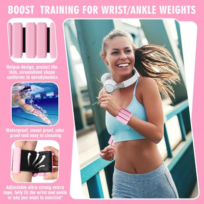 Wrist Weights, 2Pack Adjustable Wearable Wrist Ankle Weights for Women/Men, Silicone Wrist Bangles for Walking, Yoga, Pilates, and Gym, Arm & Leg Workout, 2lb - color: Pink