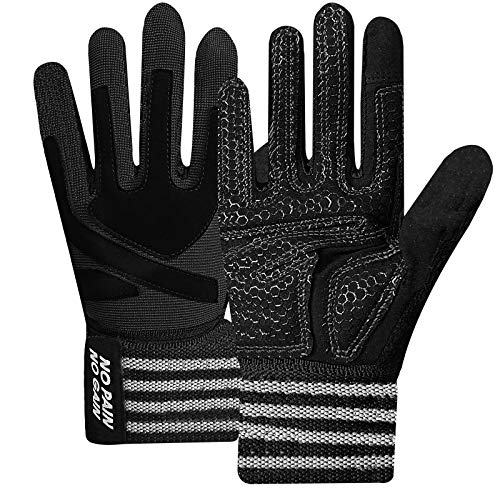 FINGER TEN Weightlifting Workout Gloves Men - color: Full-Black, size: Large