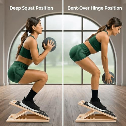 Complete 4-in-1 Fitness Bundle, Slant Board Bundle with Gym Ball and 2 Exercise Straps, Slant Board for Calf Stretching, Portable Board for Strength Training, Balance, and Core Training.