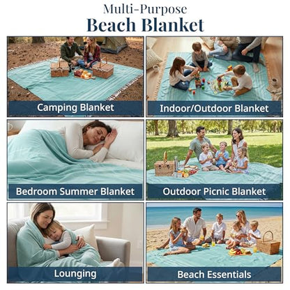 LANE LINEN Beach Blanket Sand Free & Lightweight Beach Towel - Hunter Green - color: 23: Hunter Green, size: Beach Blanket (82" x 82")