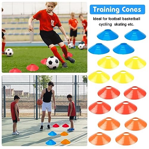 Soccer Speed Agility Training Set - 20FT Agility Ladder 12/16 Sports Cones and Soccer Kick Trainer Football Training Equipment Footwork Drills for Youth and Adults - color: Blue, style: Agility Ladder+Cones