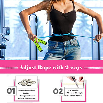 Jump Rope, Jump Ropes for Kids, 2 Pack Kids Jump Rope Lightweight &Adjustable &Durable jumping rope for Fitness-Speed Jump Rope for Women Men Youth, Foam Grips Handles for, Workout