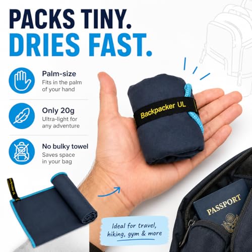 Elite Trail Magic Backpacking Ultralight Quick Dry Microfiber Soft Fast Drying Hand and Face Towel Wash Cloth Camping Yoga Hiking Active Lifestyle Small