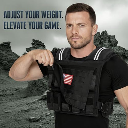 KRYLIX Adjustable Weighted Vest for Men and Women 40lbs Heavy Duty Workout Vest with Removable Iron Weights & Reflective Stripe for Strength Training Running Rucking and Calisthenics