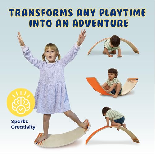 New Bounce Balance Board - Premium Wooden Wobble Board for Exercise & Balance Training - Supports Up to 480 Lbs. - Versatile Rocking Balance Boards for All Ages - size: Small, 10"x 27"