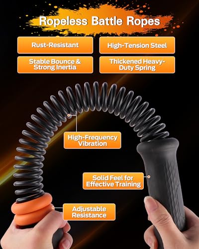 VividPulse 2PCS Weighted Ropeless Battle Ropes for Home Gym - Portable & Quiet Training Rope for HIIT, Strength & Low-Impact Cardio - Full Body Workout Equipment for Men & Women