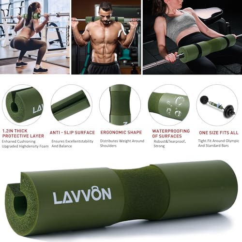 Squat Pad Set - Foam Barbell Pad for Squats Cushion, Lunges & Bar Padding for Hip Thrusts - Standard Olympic Weight Bar Pad - With Ankle Straps, Wrist Straps for Weightlifting