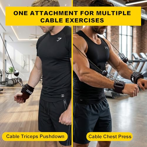 Weight Lifting Straps with D Rings, Leather Palm Grip Wrist Cuffs, 7mm Neoprene Wrist Support for Cable Machines & lifting Training