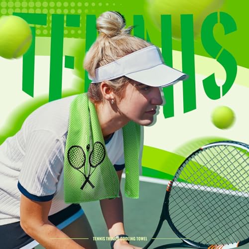 12 Count Cooling Towel Tennis Breathable Chilly Towel 32'' x 12'' Soft Tennis Ice Neck Wrap Workout Sweat Washcloths for Sports Gym Microfiber Dishcloths for Coach Gifts - style: Tennis