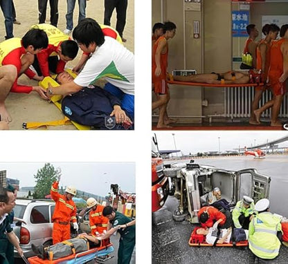 Foldable Spine Board Stretcher, Durable PE Material, Lightweight & Portable, High Load Capacity 350.5 lbs, 12 Handholds & 8 Strap Positions, Ideal for EMTs and Rescue Professionals