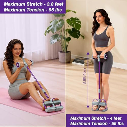 Resistance Bands with Handles, 6 Tube Pedal Resistance Band for Exercise, Dual Pedal Adjustable Resistance, Ab Roller Handle Full Body Home Workout Equipment for Abs, Legs, Arms, Women