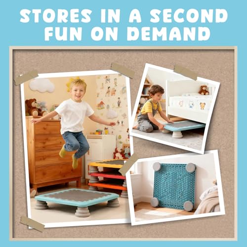Mini Trampoline for Kids, Indoor Rebounder Non-Slip Base, Sensory Trampoline for Autism Kids, Bounce Board for Sensory Integration Training, Outdoor Recreation, Max Load 220 lbs