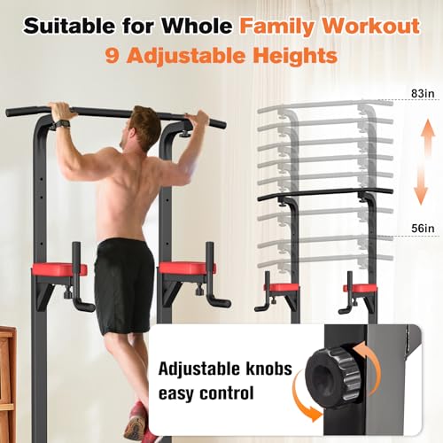 RELIFE REBUILD YOUR LIFE Pull Up Bar Free Standing Power Tower for Home Gym - color: RED