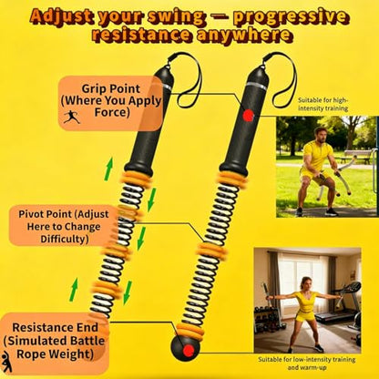 Adjustable Ropeless Battle Ropes Trainer, Ropeless Battle Ropes for Full Body Workout, Home Gym Strength Training, HIIT Cardio, Arm Toning and Fat Burning Exercise Equipment, Black+Wristbands+Towel - color: Black+wristbands+towel