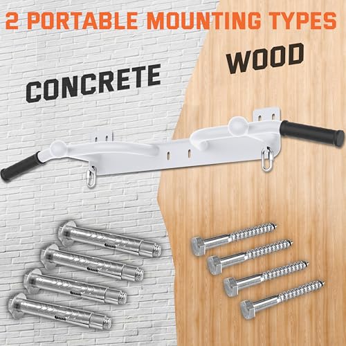 Wall Mounted Pull Up Bar - Heavy Duty Chin Up Bar, Pull-Up Bar for Garage, Joist, Wall Mount - Multifunctional Fitness Bar, Supports up to 600 Lbs - color: White