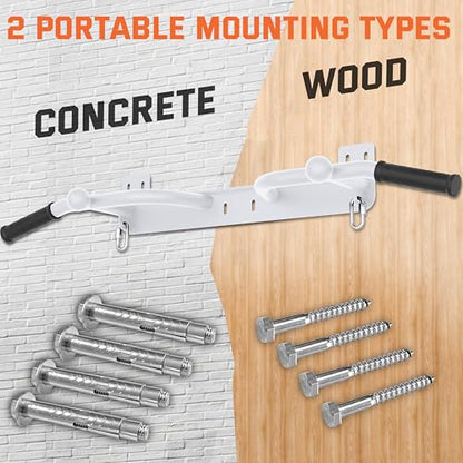 Wall Mounted Pull Up Bar - Heavy Duty Chin Up Bar, Pull-Up Bar for Garage, Joist, Wall Mount - Multifunctional Fitness Bar, Supports up to 600 Lbs - color: White