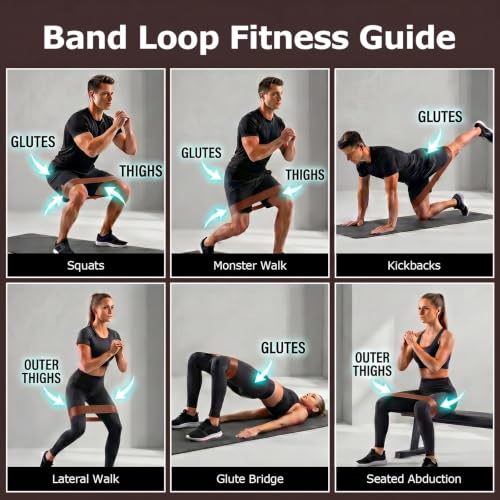 6-Pack Premium Natural Rubber Thickened Workout Resistance Bands Set for Home Gym & Physical Therapy, Anti-Snap Durable Exercise Bands for Full Body Strength Training, Legs, Glutes, Multi-Level - color: Medium-6 Set-Coffee brown