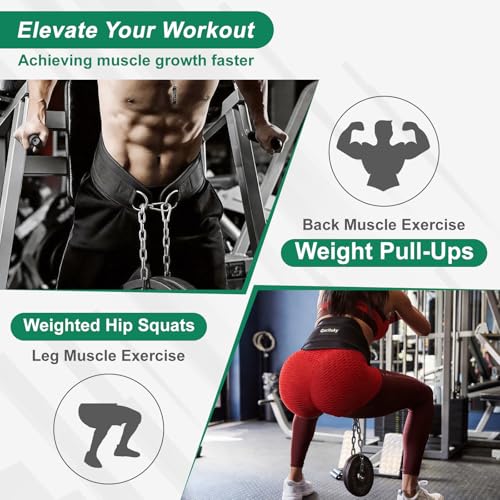 Dip Belt, Professional Weight Lifting Belts with 38 IN Steel Chain, Reliable & Durable Weight Belt for Men, Heavy Duty Weightlifting Belts for Pullups, Squats, Dips, Weight Lifting