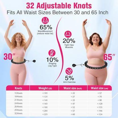 Fit Hoop Weighted Hula Pilates Circles, 32 Detachable Parts,Weight Loss Fitness Gear, Quiet Home Workout Tool - color: BLACK