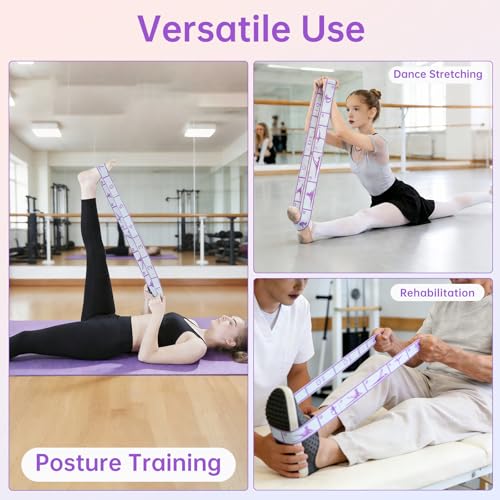 Stretch Strap Elastic Yoga Stretching Strap with 12 Loops Polyester for Physical Therapy, Pilates, Home Workout - Multi-Loop Pilates Stretch Band (Purple)