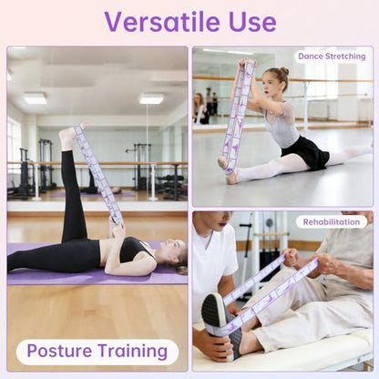 Stretch Strap Elastic Yoga Stretching Strap with 12 Loops Polyester for Physical Therapy, Pilates, Home Workout - Multi-Loop Pilates Stretch Band (Purple)